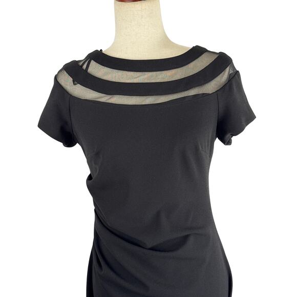 X BY XSCAPE ILLUSION BOAT NECK SHORT SLEEVE DRESS IN BLACK NWT WOMEN'S SIZE 8P - Picture 3 of 15